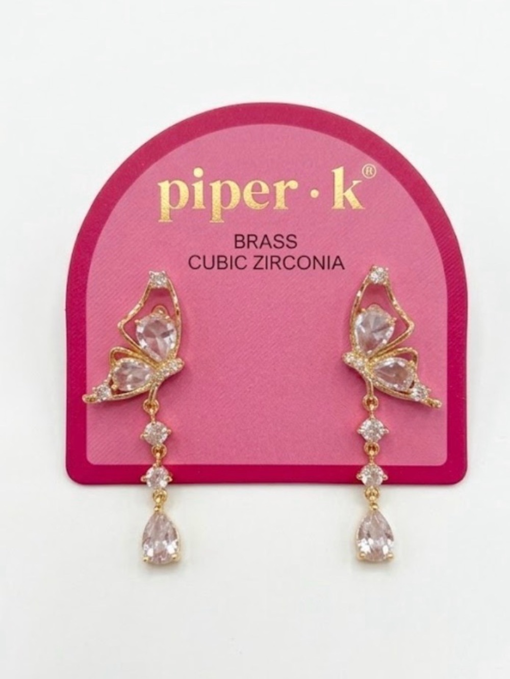 NWT βοΈπβοΈ Piper K Gorgeous Golden Tone Earrings Set with Cubic Zirconia